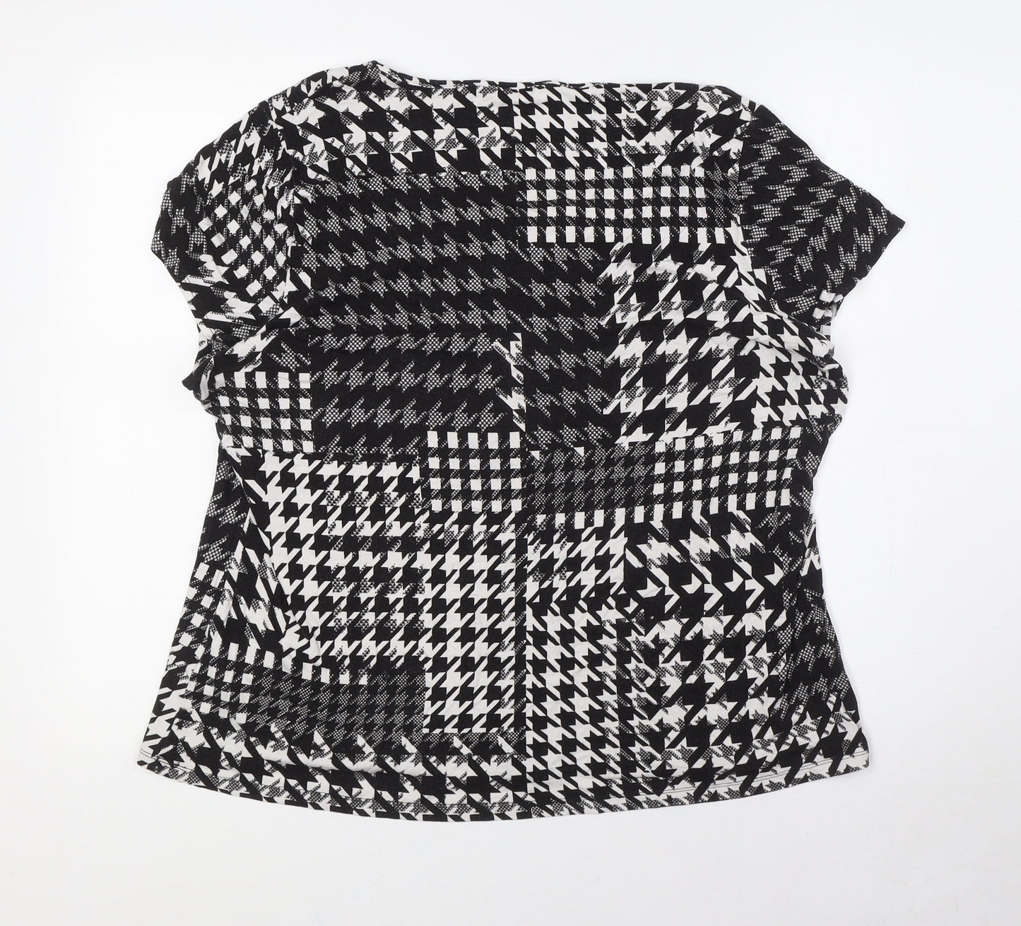 Marks and Spencer Womens Black Viscose Basic Button-Up Size 20 Scoop Neck