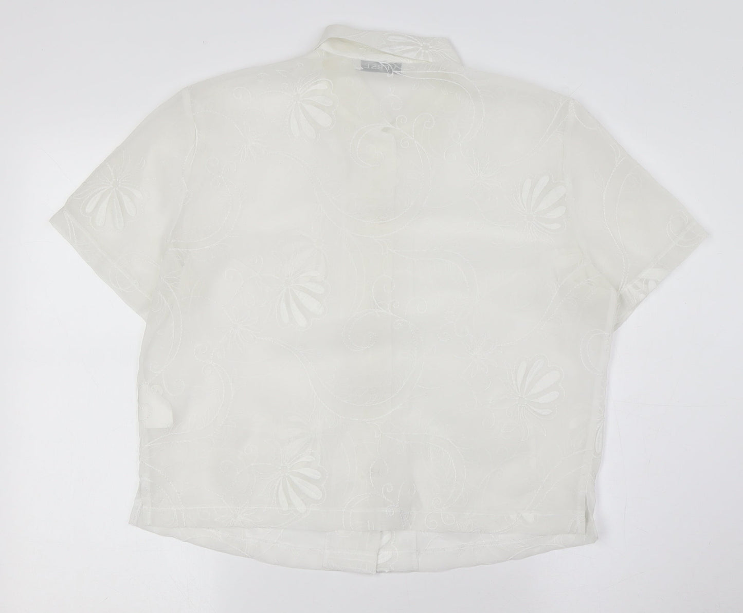 Verse Womens Ivory Polyester Basic Button-Up Size 12 Collared - Sheer, Pockets