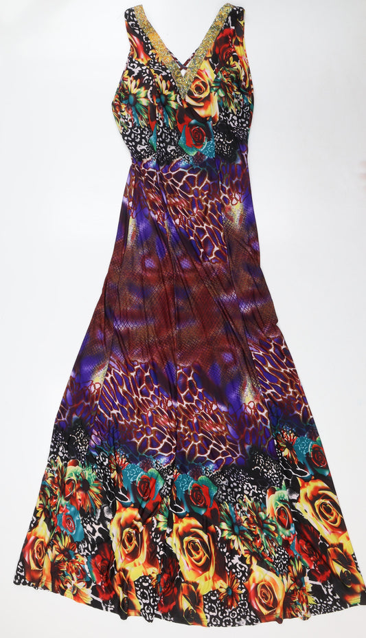 F&Girl Womens Multicoloured Polyester A-Line Size L V-Neck - Size L-XL, Low Back
