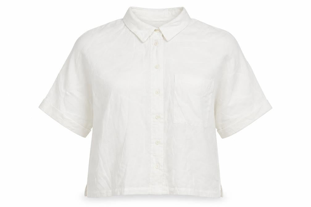 Topshop Womens White Polyester Basic Button-Up Size 8 Collared - Pocket
