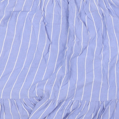 Saint Tropez Womens Blue Striped Viscose Basic Button-Up Size M Off the Shoulder
