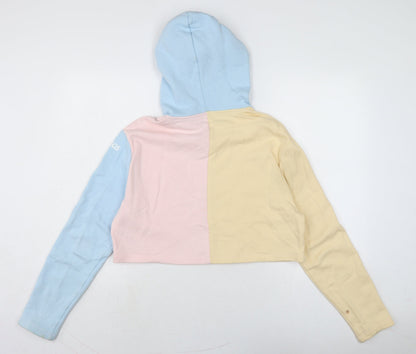 Back view of ASOS women’s multicoloured colourblock cotton pullover sweatshirt, size UK 10