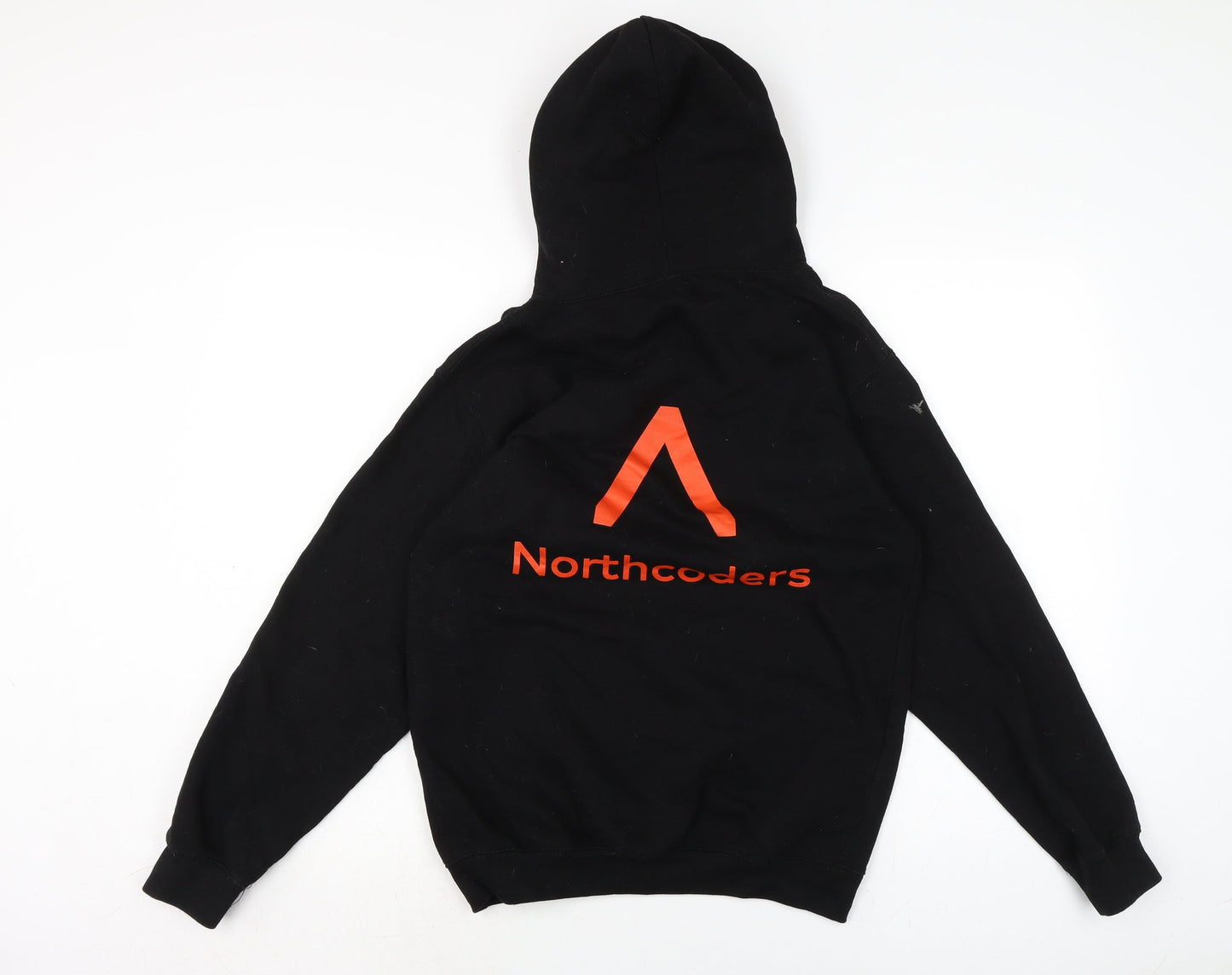 JustHoods Mens Black Cotton Pullover Hoodie Size S