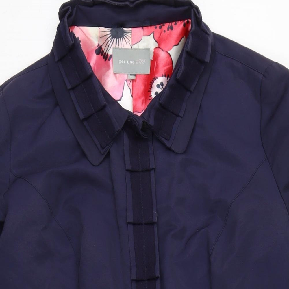 Per Una Womens Blue Overcoat Coat Size 16 Button