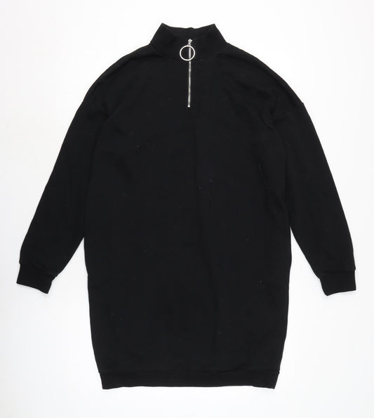 FB Sisters Womens Black Cotton Jumper Dress Size S Mock Neck