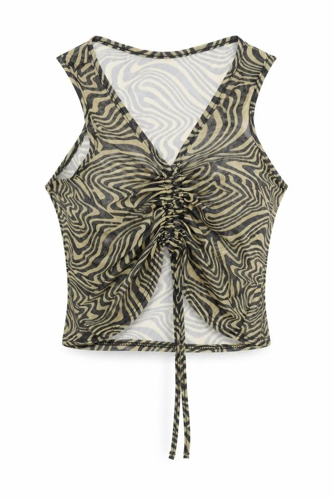 PRETTYLITTLETHING Womens Beige Polyester Cropped Tank Size 12 V-Neck