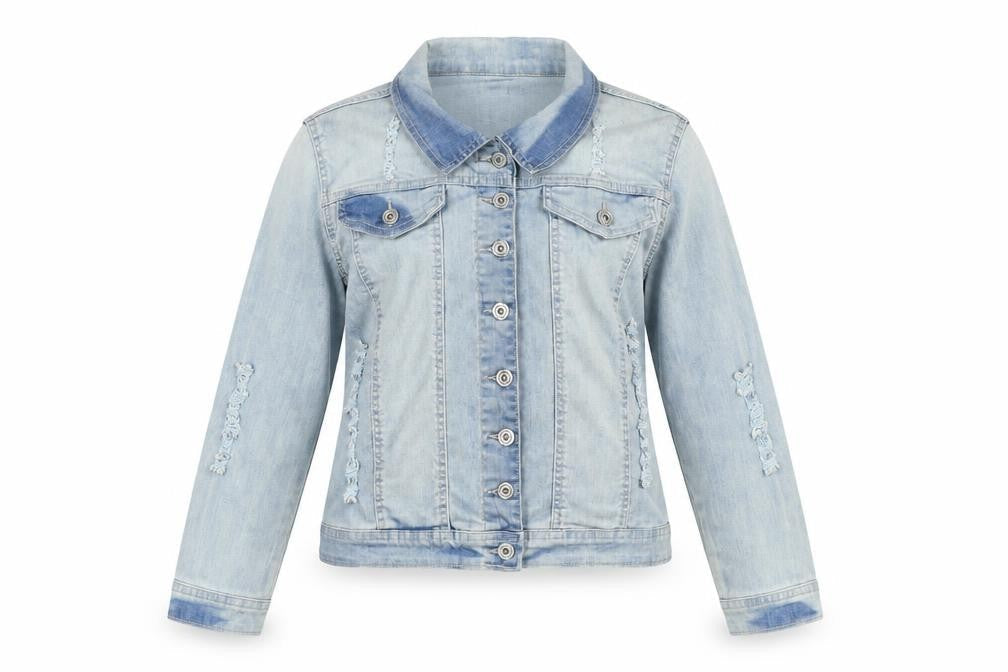 Denim Club Womens Blue Biker Jacket Size 12 Button