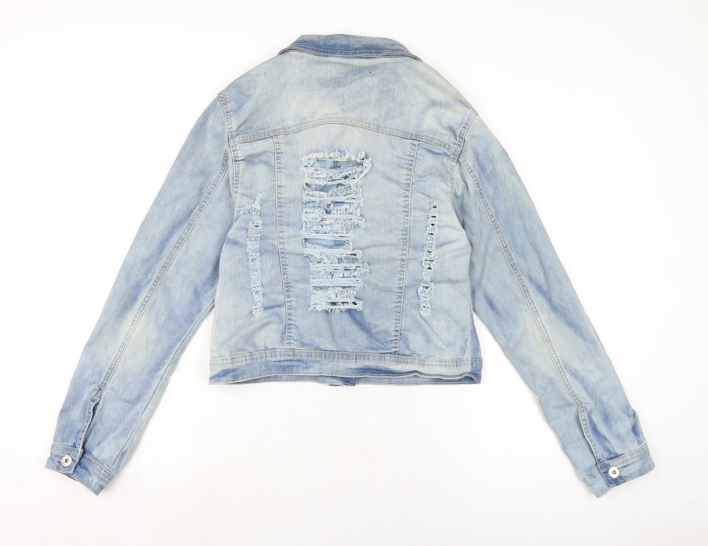 Denim Club Womens Blue Biker Jacket Size 12 Button