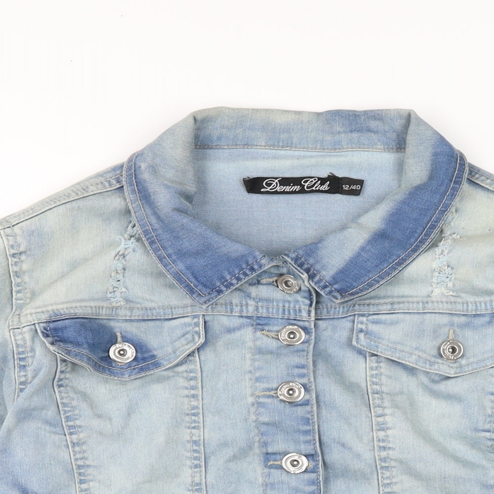 Denim Club Womens Blue Biker Jacket Size 12 Button