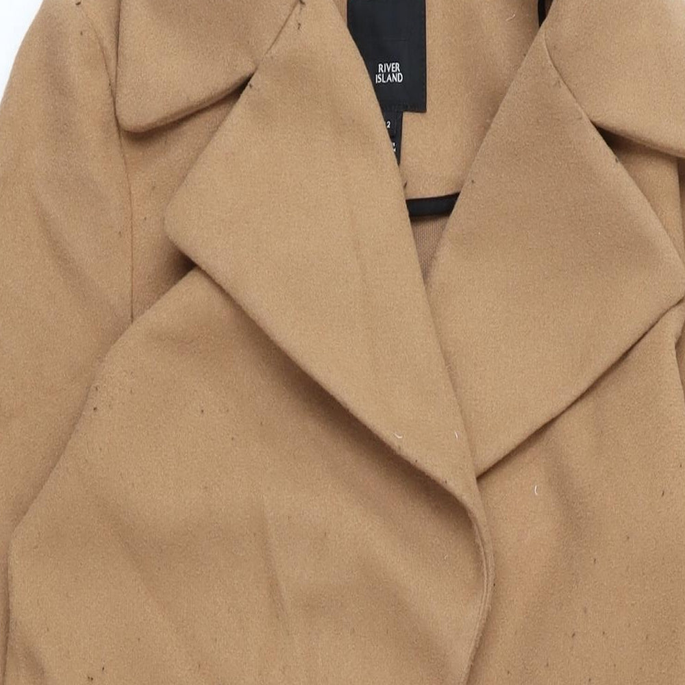 River Island Womens Brown Overcoat Coat Size 12 Snap