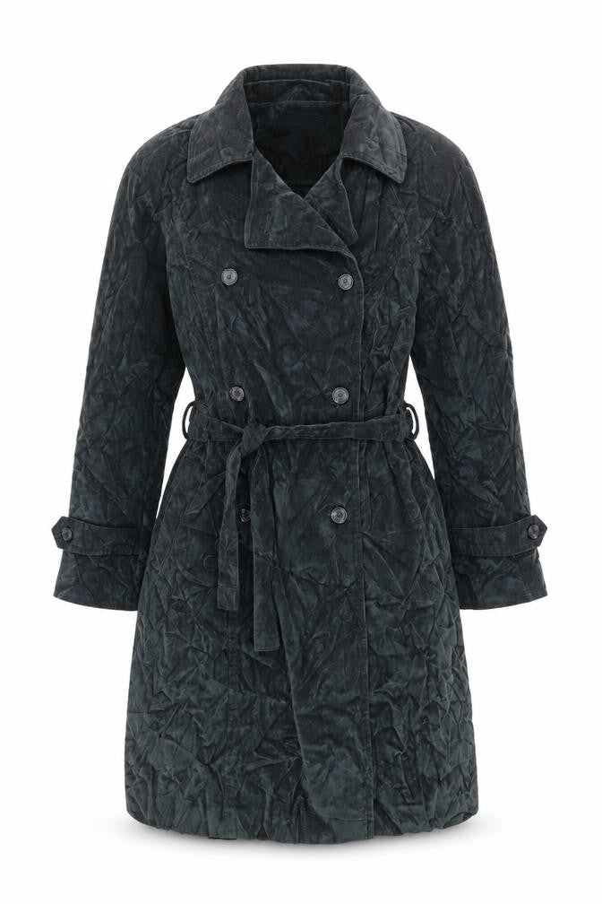 BLUNAUTA Womens Blue Trench Coat Coat Size L Button
