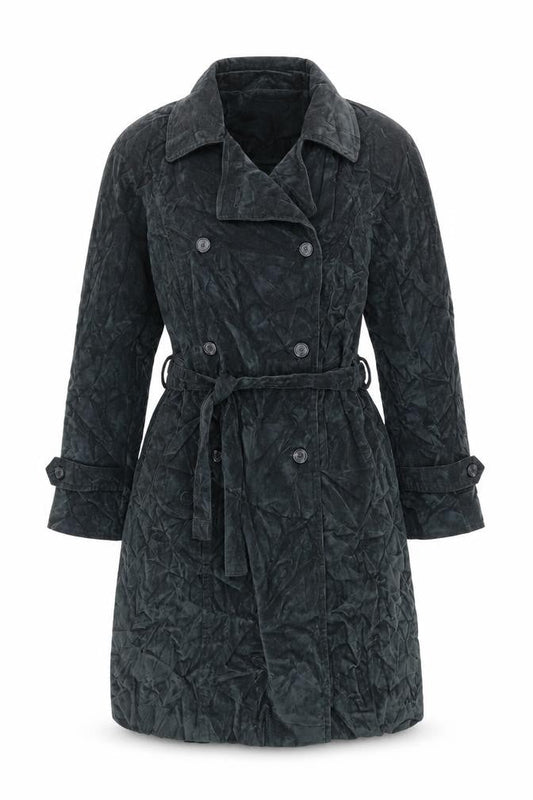 BLUNAUTA Womens Blue Trench Coat Coat Size L Button