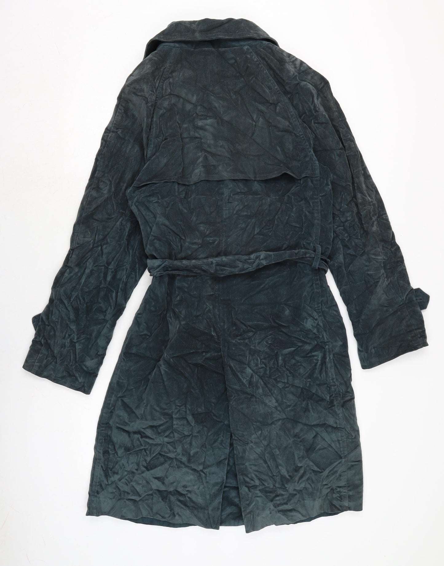 BLUNAUTA Womens Blue Trench Coat Coat Size L Button