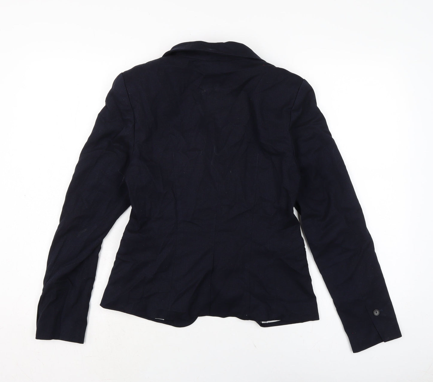 H&M Womens Blue Herringbone Jacket Size 12 Button