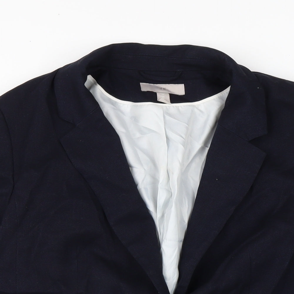 H&M Womens Blue Herringbone Jacket Size 12 Button