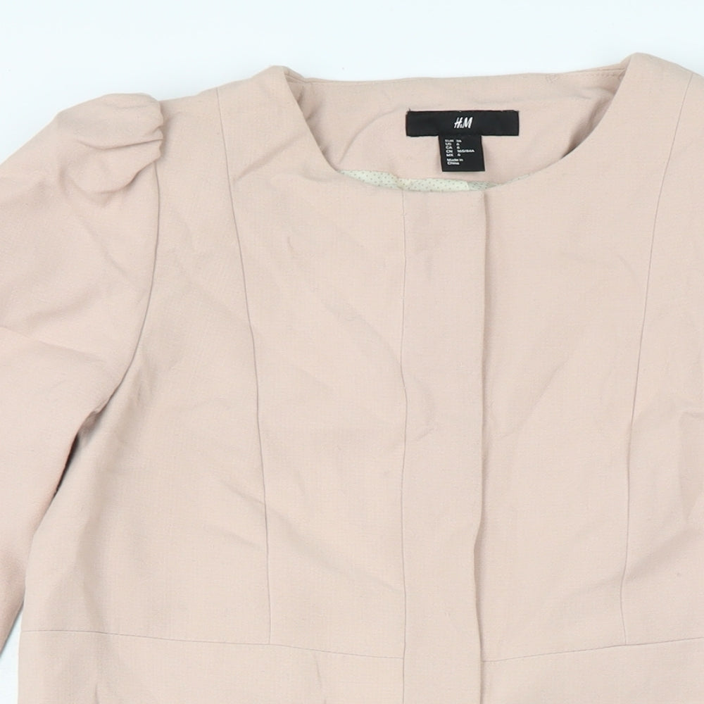 H&M Womens Pink Overcoat Coat Size 8 Zip
