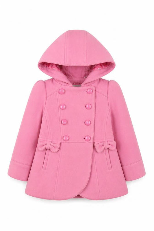 Made with love Girls Pink Pea Coat Coat Size 3 Years Button