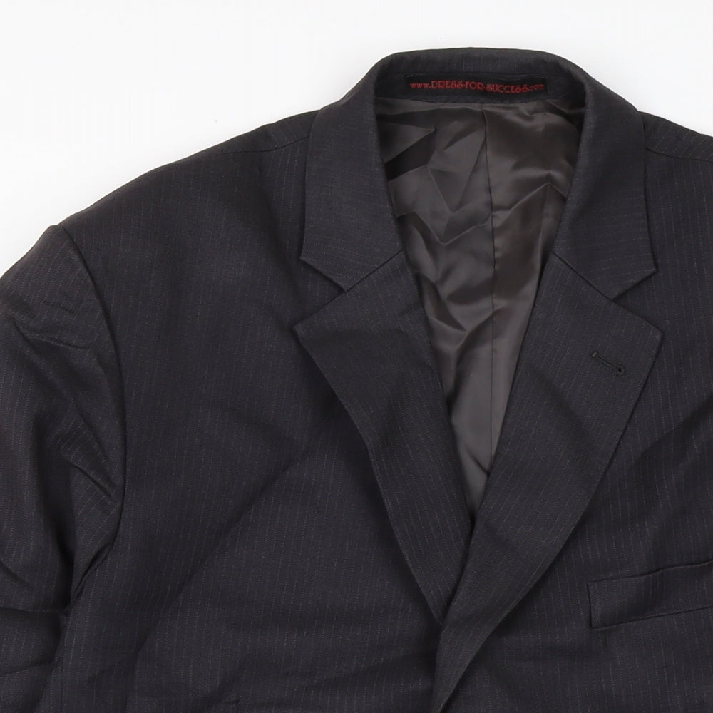 Dress for Success Mens Grey Jacket Size L Button