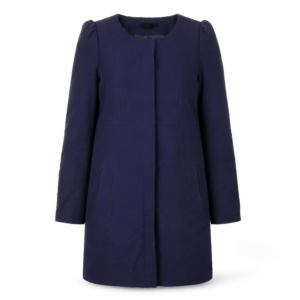 H&M Womens Blue Overcoat Coat Size 8 Zip