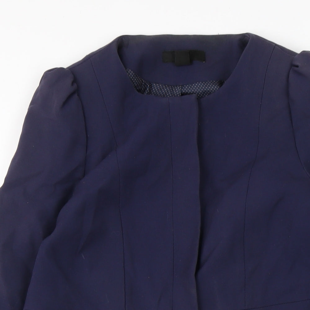 H&M Womens Blue Overcoat Coat Size 8 Zip