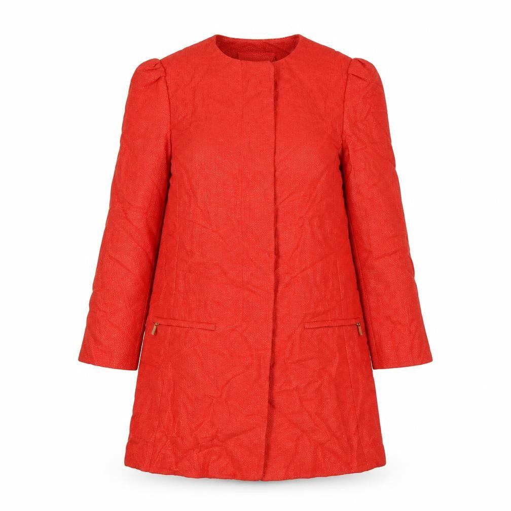 Zara Womens Red Overcoat Coat Size S Button