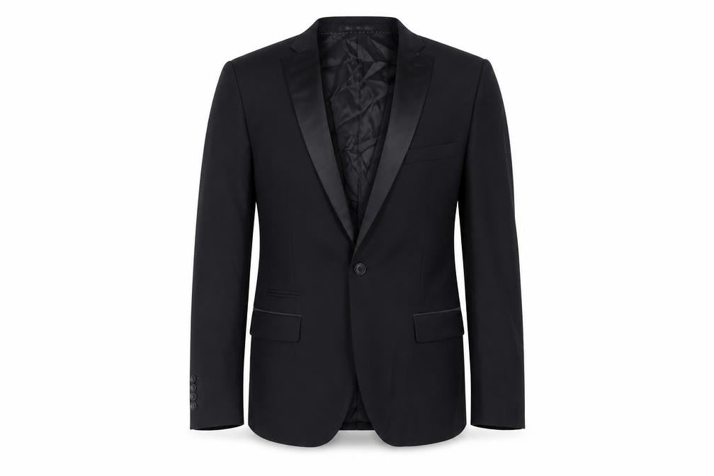Topman Mens Black Polyester Tuxedo Suit Jacket Size 40 Regular