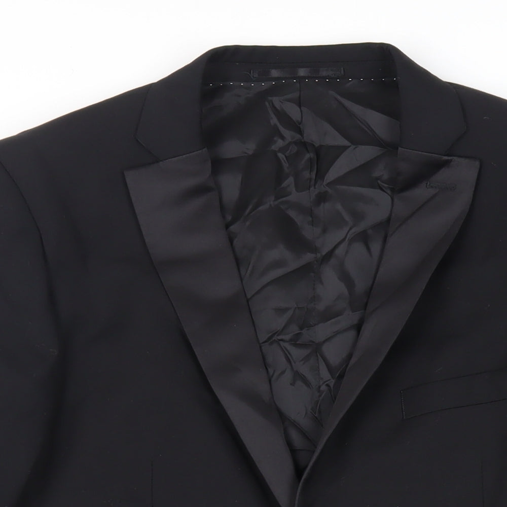 Topman Mens Black Polyester Tuxedo Suit Jacket Size 40 Regular