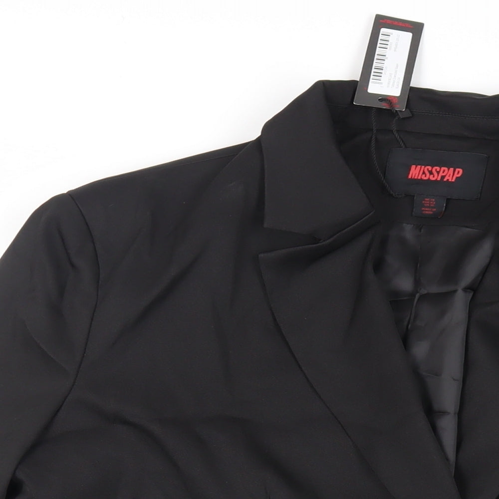 Misspap Womens Black Jacket Blazer Size 14 Button