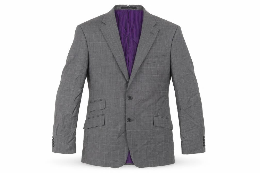 Marks & Spencer Mens Grey Check Wool Jacket Suit Jacket Size 44 Regular