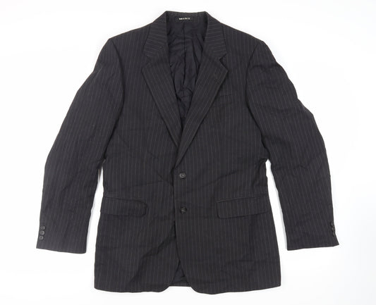 St Michael Mens Grey Striped Wool Jacket Suit Jacket Size 40 Regular - Vintage