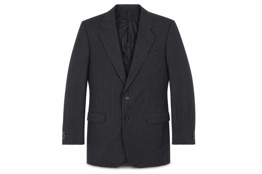 St Michael Mens Grey Striped Wool Jacket Suit Jacket Size 40 Regular - Vintage