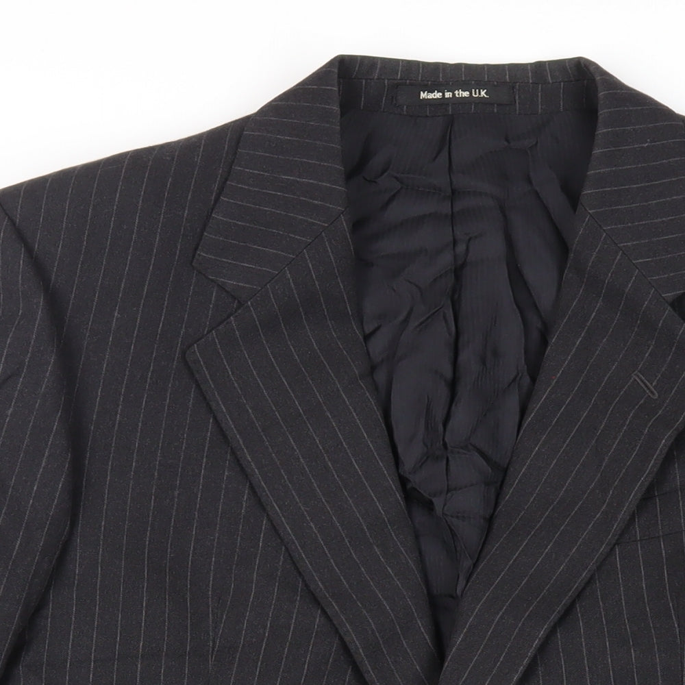 St Michael Mens Grey Striped Wool Jacket Suit Jacket Size 40 Regular - Vintage