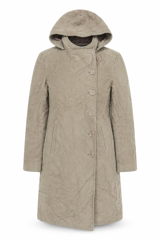 French Connection Womens Beige Overcoat Coat Size 8 Button - Suede Effect