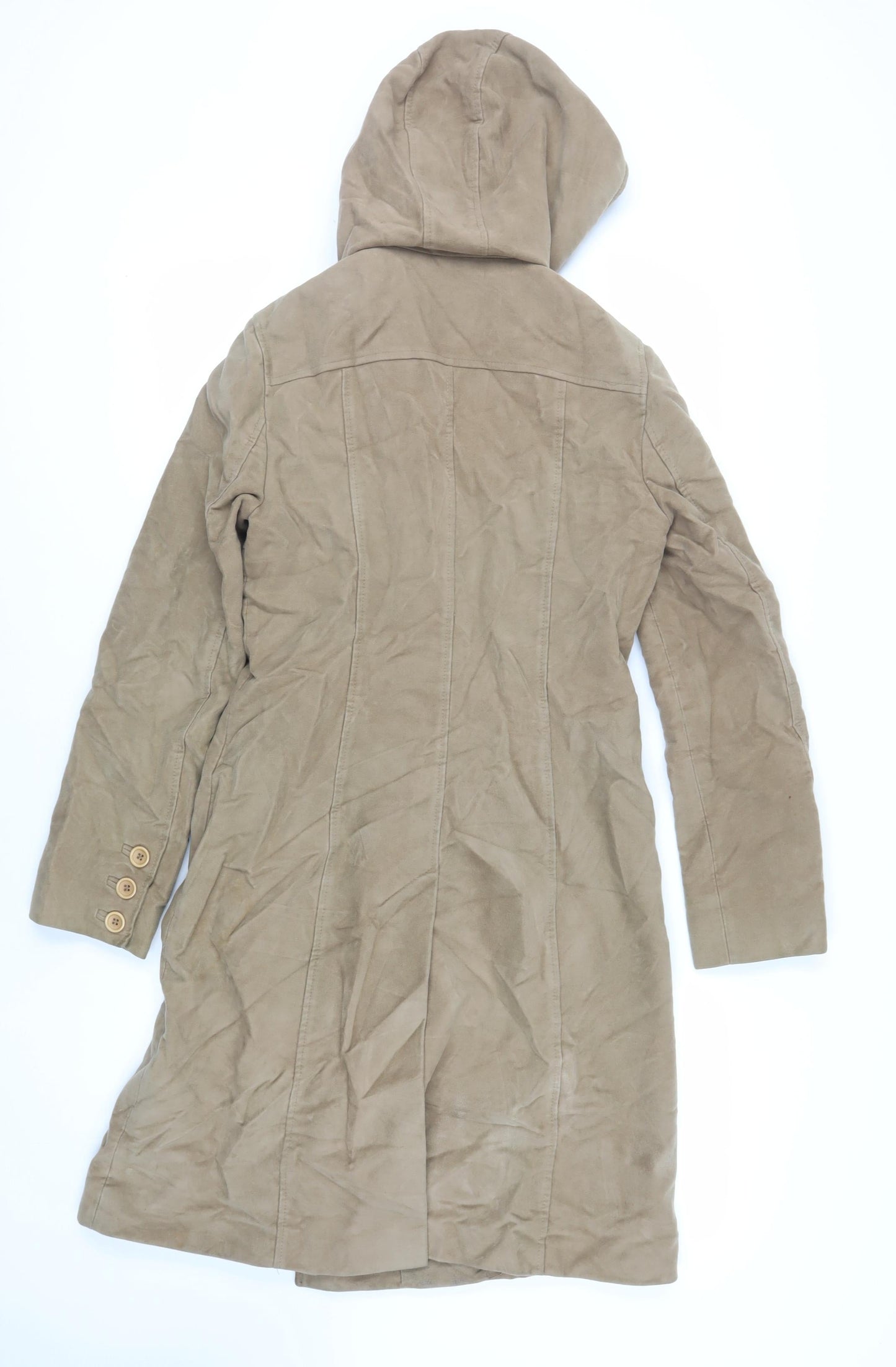 French Connection Womens Beige Overcoat Coat Size 8 Button - Suede Effect