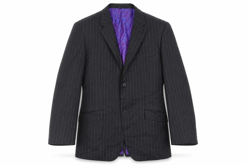 Life and Limb Mens Grey Striped Wool Jacket Suit Jacket Size 44 Regular