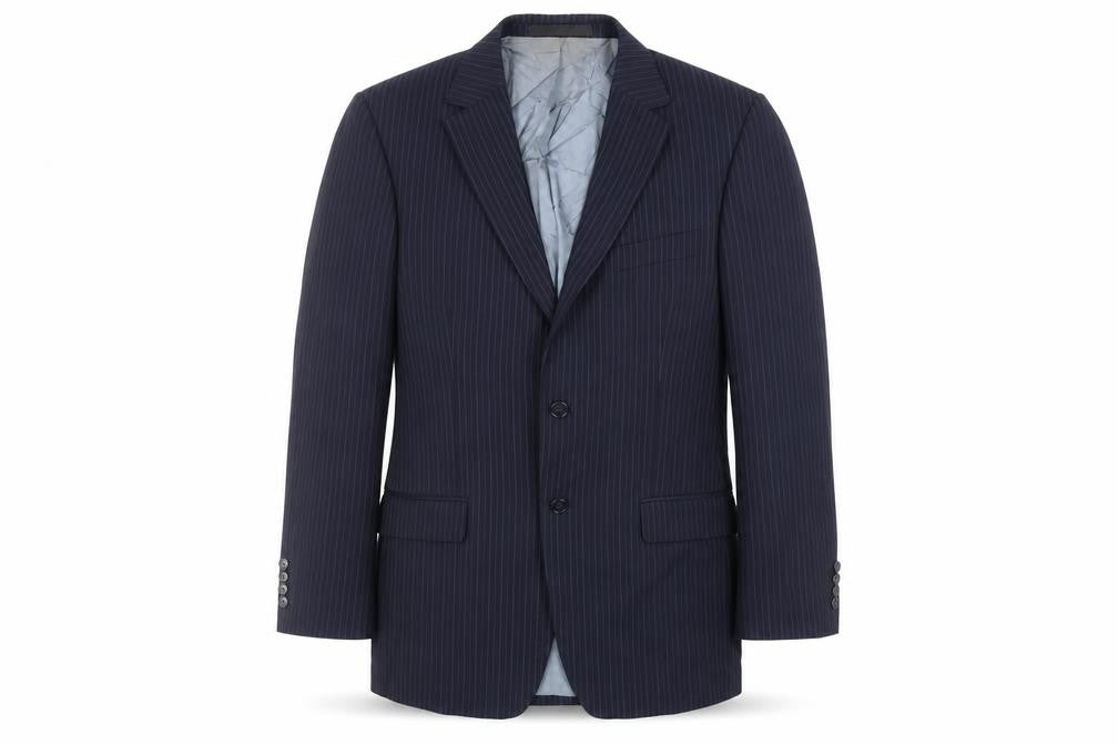 Marks & Spencer Mens Blue Striped Wool Jacket Suit Jacket Size 40 Regular