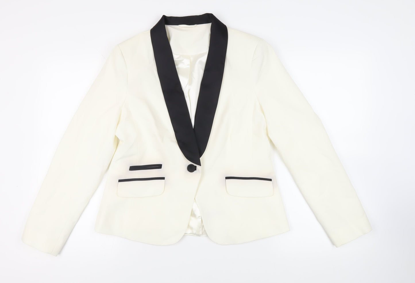 M&Co Womens Ivory Jacket Blazer Size 14 Button