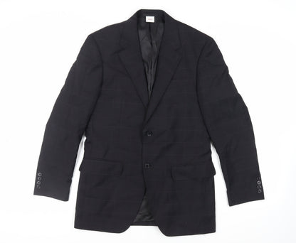 Next Mens Black Check Wool Jacket Suit Jacket Size 38 Regular