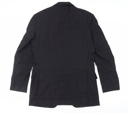 Next Mens Black Check Wool Jacket Suit Jacket Size 38 Regular