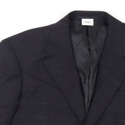 Next Mens Black Check Wool Jacket Suit Jacket Size 38 Regular