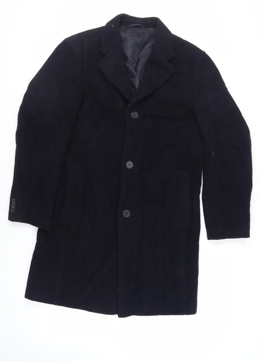 Bruce & Borough Mens Blue Overcoat Coat Size 40 Button