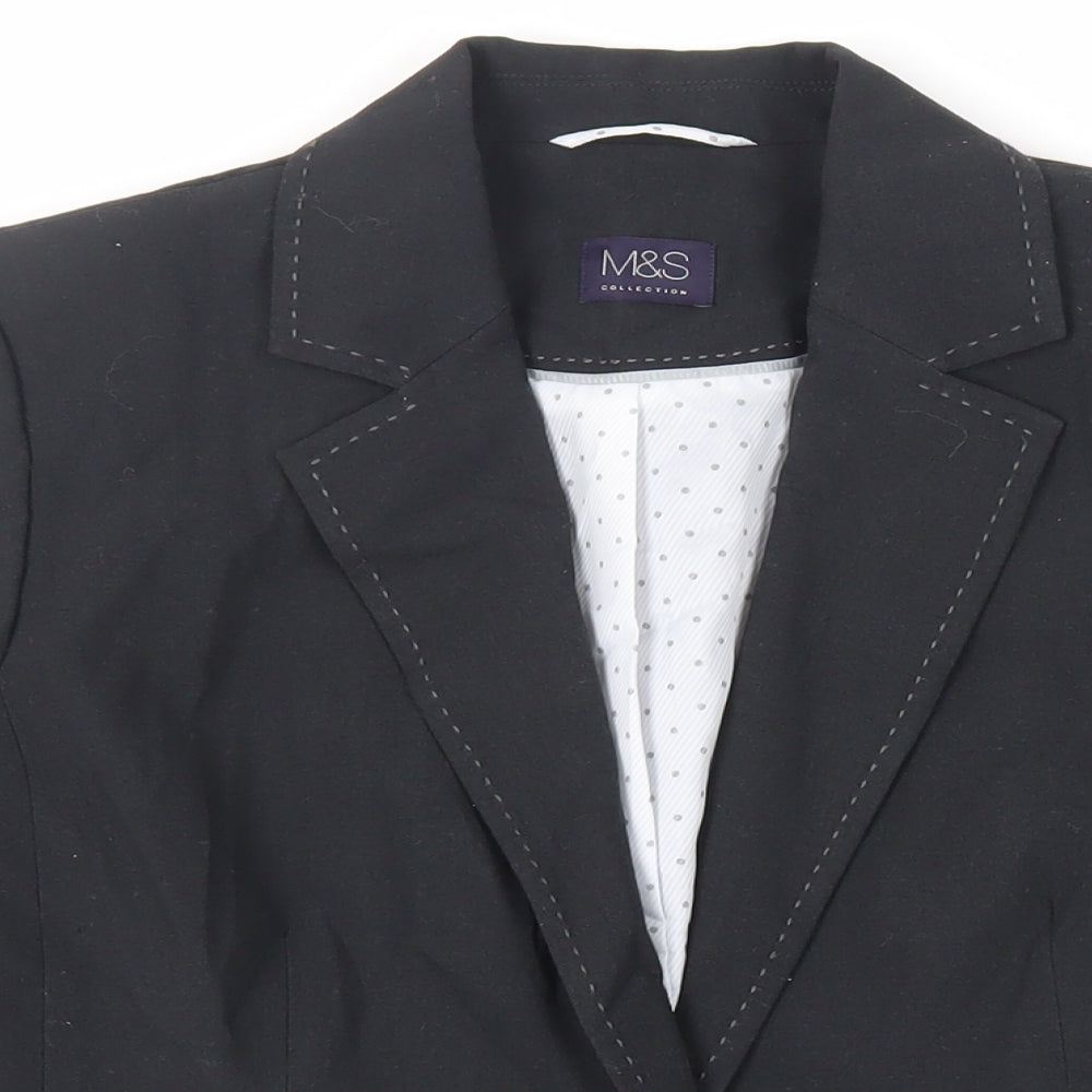 Marks and Spencer Womens Black Jacket Blazer Size 12 Button