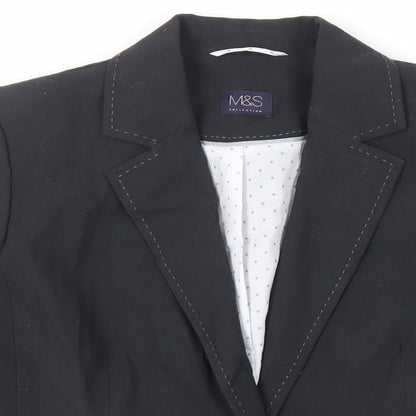 Marks & Spencer Womens Black Jacket Blazer Size 12 Button