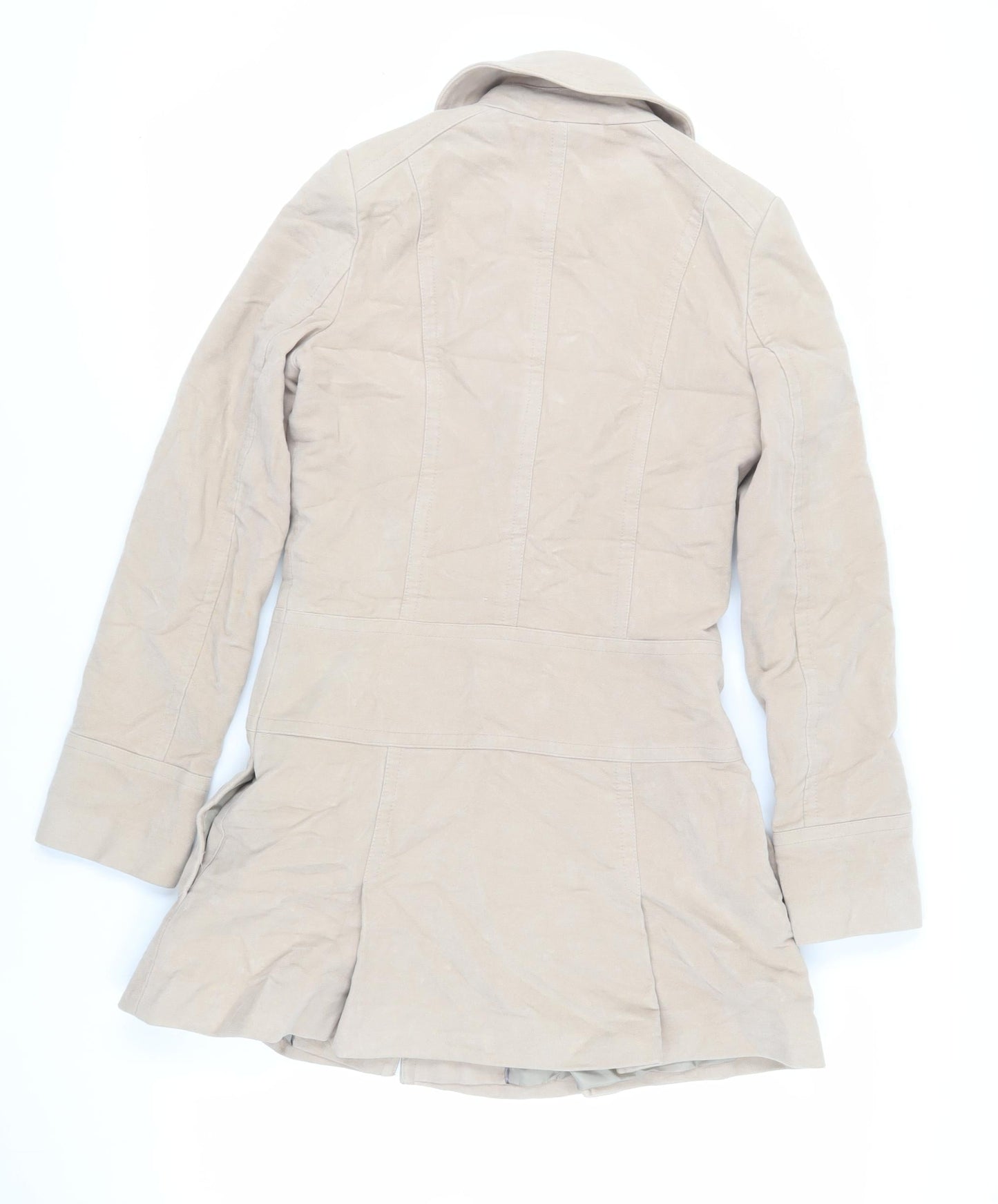 NEXT Womens Beige Overcoat Coat Size 8 Snap