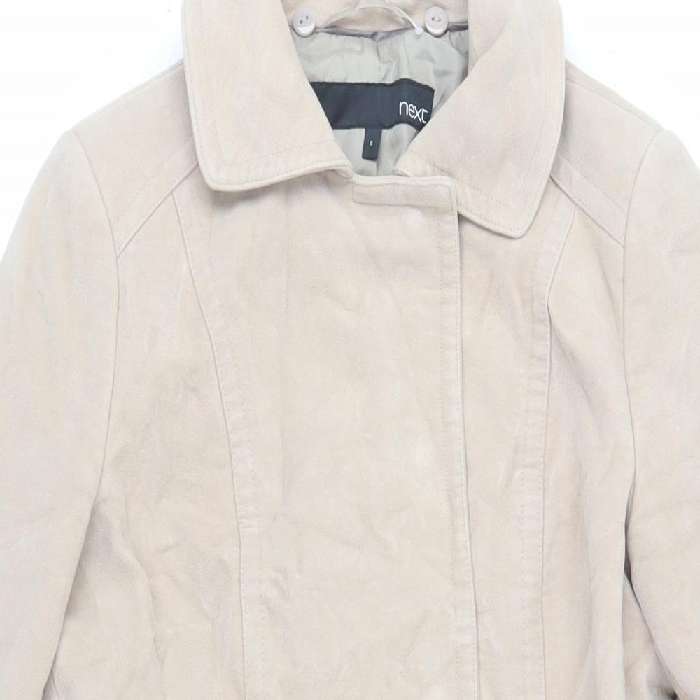 NEXT Womens Beige Overcoat Coat Size 8 Snap