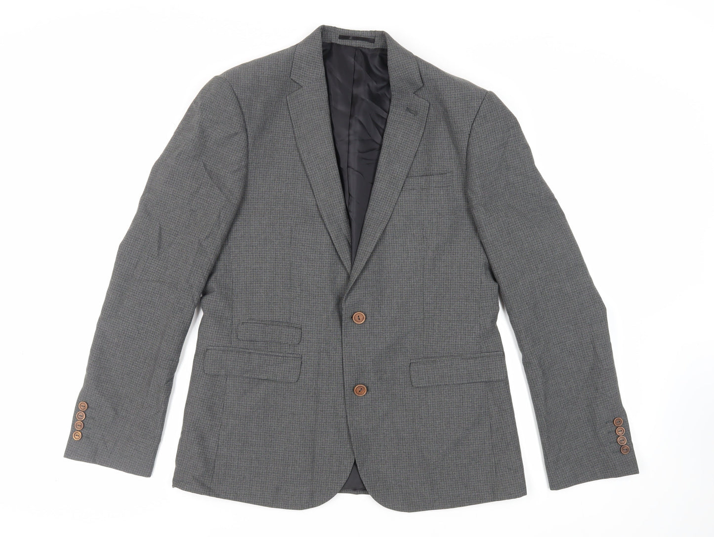 ASOS Mens Grey Plaid Polyester Jacket Suit Jacket Size 40 Regular