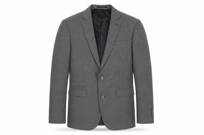Front view of ASOS men’s grey plaid polyester jacket suit jacket, size 40, regular