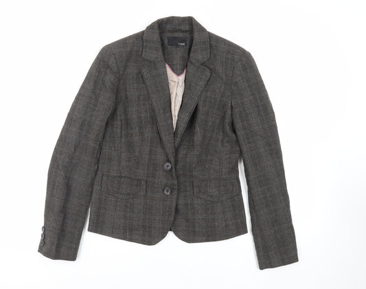 NEXT Womens Grey Plaid Jacket Blazer Size 10 Button