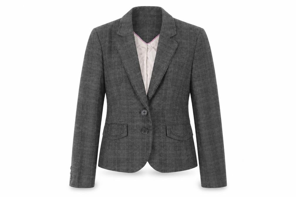 NEXT Womens Grey Plaid Jacket Blazer Size 10 Button