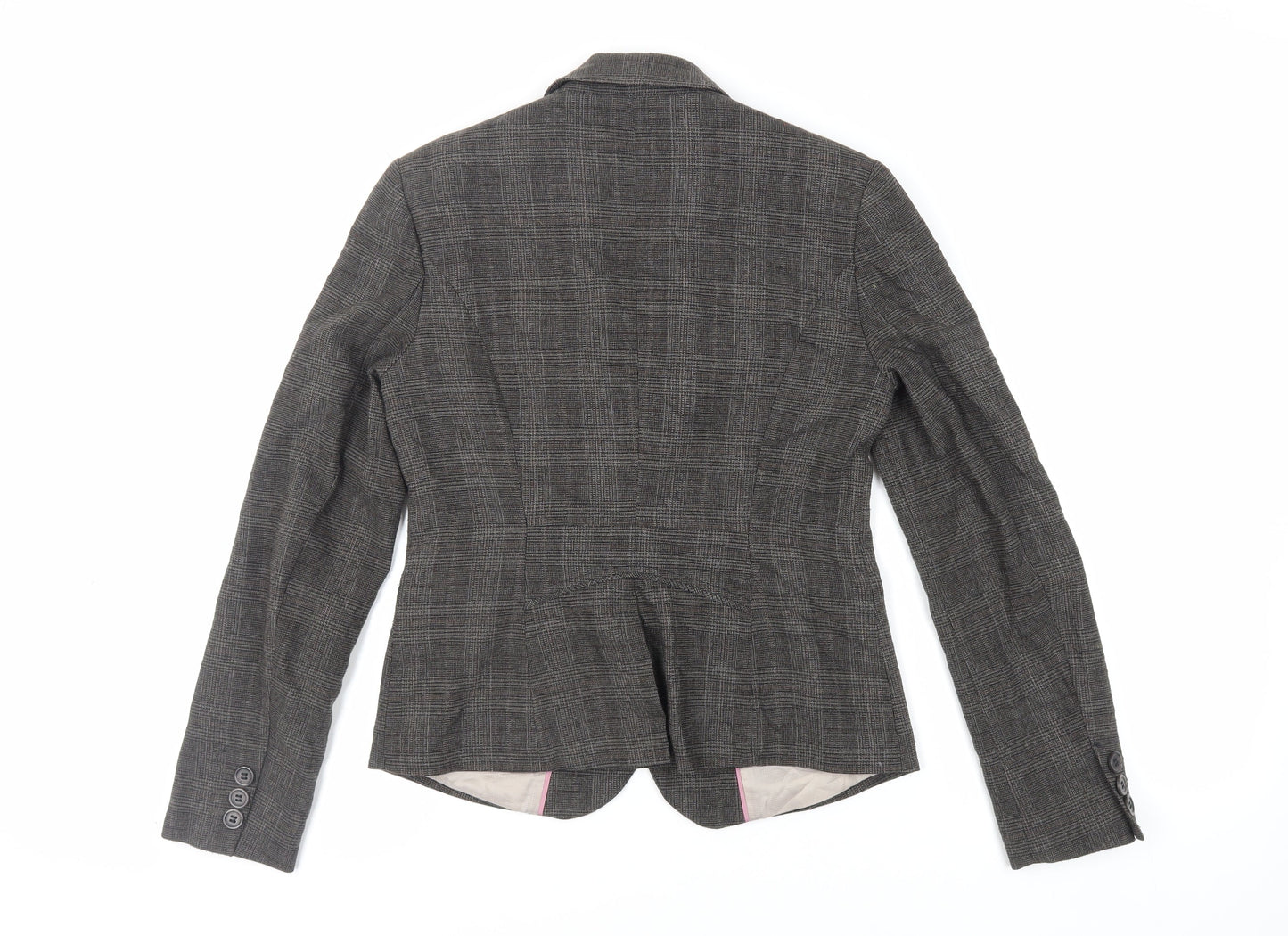 NEXT Womens Grey Plaid Jacket Blazer Size 10 Button